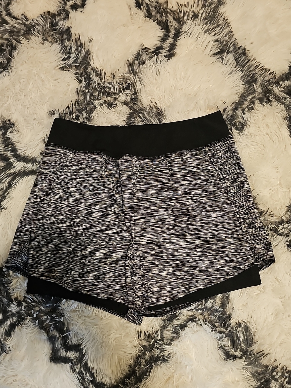 Heathered Black Active Running Shorts with Inner Layer